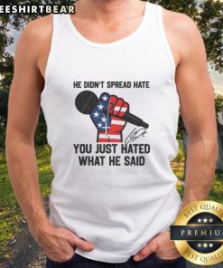 Signature tank top featuring 'In Memory of Charlie Kirk' design, promoting love over hate and thoughtful dialogue.