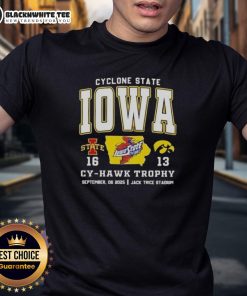 Nice Iowa Cyclones vs Hawkeyes Cy-Hawk Trophy T-Shirt at Jack Trice Stadium, perfect for game day spirit.