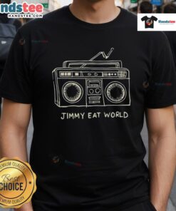 Nice Jimmy Eat World Boombox T-Shirt featuring a vintage boombox design, perfect for music lovers and fans.