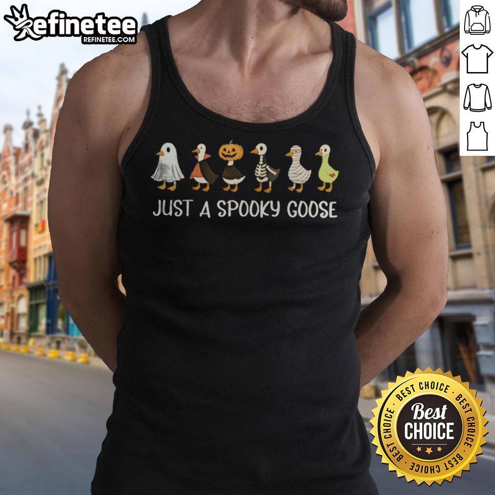 Nice Just A Spooky Gooses Halloween Tank Top Nice Just A Spooky Gooses Halloween Tank Top featuring playful ghost design, perfect for festive fall celebrations.