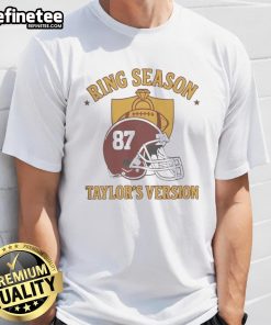 Nice Kansas City Chiefs Ring Season Taylor's Version Travis T-Shirt featuring vibrant team colors and bold graphics.