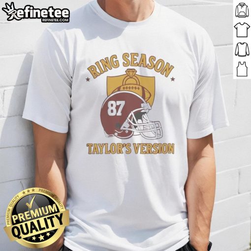 Nice Kansas City Chiefs Ring Season Taylor's Version Travis T-Shirt featuring vibrant team colors and bold graphics.