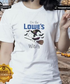 Alt Text: Nice Lowes x Snoopy I'm The Witch Halloween Ladies Tee featuring playful witch design for festive celebrations.