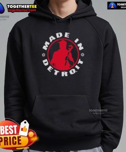 Silhouette of Nice Made In Detroit Plumber Wrench logo on a stylish hoodie, showcasing urban craftsmanship.