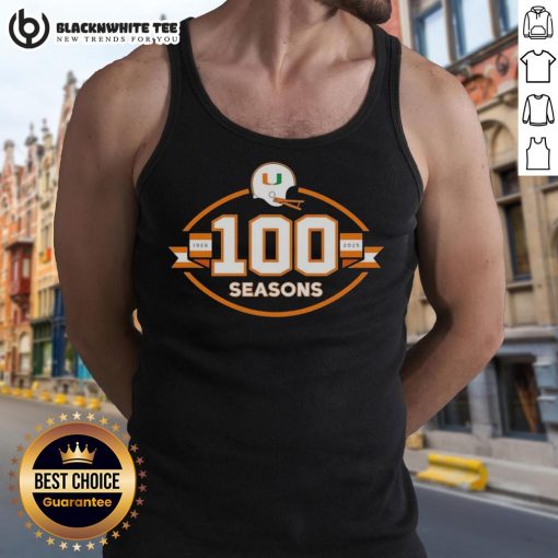 Nice Miami Hurricanes Football 100 Seasons 1926-2025 tank top featuring team colors and logo, perfect for fans.