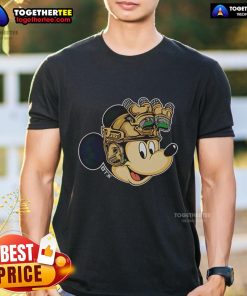 Cool Mickey Mouse Military Helmet with Night Vision Goggles T-Shirt design, perfect for fans of unique graphic tees.