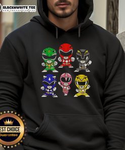 Chibi-style Nice Mighty Morphin Power Rangers hoodie featuring vibrant colors and iconic ranger designs.