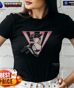 Alt Text: Military anime girl with tactical weapons tattoo on a stylish ladies tee, perfect for anime and gaming enthusiasts.