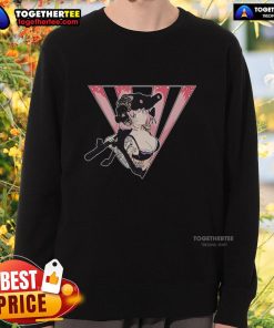 Alt Text: Nice military anime girl in tactical weapons tattoo sweatshirt, showcasing vibrant design and stylish streetwear fashion.