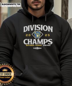 2025 Milwaukee Brewers National League Central Division Champions hoodie featuring team logo and vibrant colors.