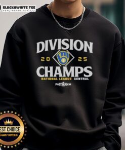 2025 Milwaukee Brewers National League Central Division Champions sweatshirt featuring team logo and vibrant colors.