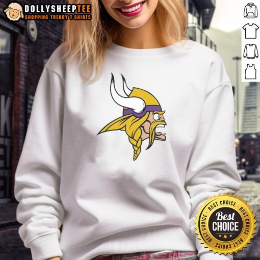 Nice Minnesota Vikings logo sweatshirt featuring vibrant team colors and a comfortable design, perfect for fans.
