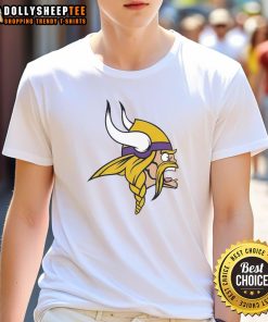 Nice Minnesota Vikings logo T-shirt featuring bold team colors and a classic design for fans.