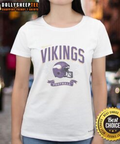Alt Text: Ladies tee featuring the Nice Minnesota Vikings Prime Play design, perfect for NFL fans and game day attire.