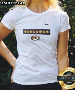 Alt Text: Ladies' Nice Missouri Tigers Gold Rush Diamonds Tee featuring vibrant colors and team logo, perfect for game day.