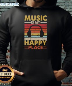 Vintage hoodie with 'Nice Music is My Happy Place' text, perfect for music lovers seeking comfort and style.