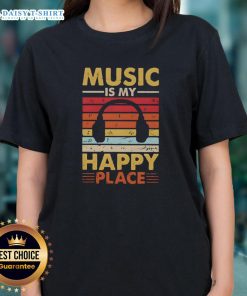 Vintage ladies tee featuring 'Nice Music Is My Happy Place' graphic, perfect for music lovers and casual wear.