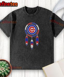 Alt Text: Nice Native American Indians X Chicago Cubs baseball washed T-shirt featuring vibrant team graphics and soft fabric.