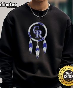 Cozy Nice Native American Indians X Colorado Rockies baseball sweatshirt displayed on a wooden background.