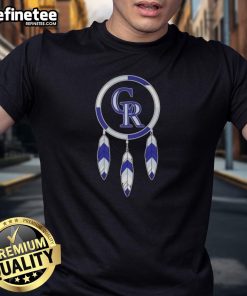Alt Text: Nice Native American Indians X Colorado Rockies Baseball T-Shirt featuring vibrant graphics and team colors.