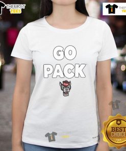 NC State Wolfpack Go Pack slogan ladies tee featuring bold graphics and a stylish design for passionate fans.