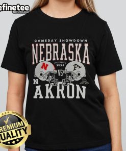 Nice Nebraska Cornhuskers vs Akron Zips college football gameday showdown 2025 helmet ladies tee design.