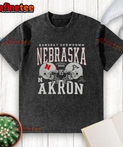 Nice Nebraska Cornhuskers vs Akron Zips college football gameday showdown 2025 helmet washed t-shirt design.