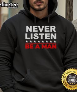Man wearing a Nice Never Listen Boston Be A Man Hoodie, showcasing a stylish design and comfortable fit in an urban setting.