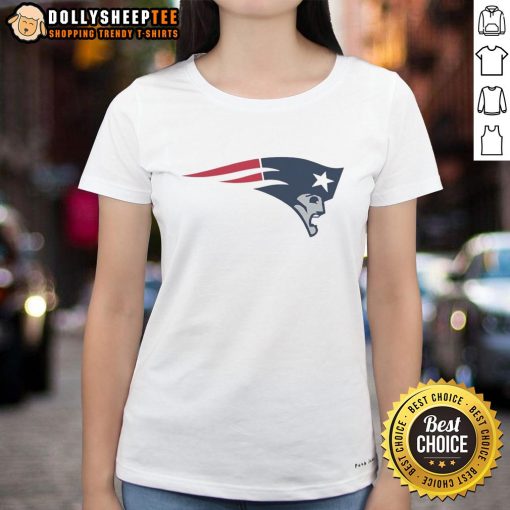 Stylish New England Patriots logo ladies tee, featuring the iconic team emblem on a comfortable shirt.
