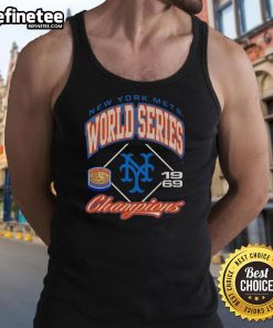 Vintage 1969 New York Mets Baseball World Series Champions tank top showcasing classic team logo and colors.