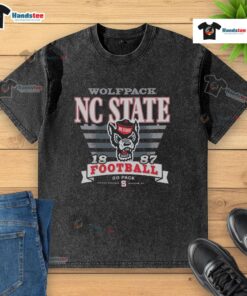 Nice North Carolina State Wolfpack Stripe Splash Washed T-Shirt in red and white, perfect for game day and casual wear.
