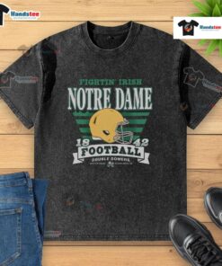 Alt Text: Nice Notre Dame Fighting Irish Stripe Splash Washed T-Shirt showcasing vibrant colors and classic team logo design.