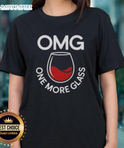 Stylish Nice OMG One More Glass ladies tee featuring a fun wine graphic, perfect for casual outings and wine lovers.