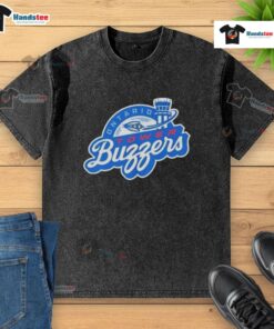 2025 Nice Ontario Tower Buzzers logo on a washed t-shirt, featuring a stylish design perfect for fans.