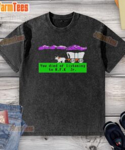 Nice Oregon Trail 'You Died of Listening to RFK Jr' Pixel Washed T-Shirt, showcasing a humorous graphic design.