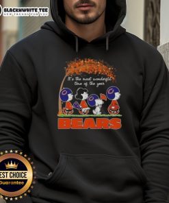 Alt Text: Cozy Chicago Bears football hoodie with It's The Most Wonderful Time Of The Year graphic, perfect for fans.
