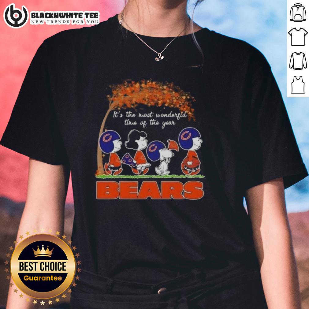 Nice Peanuts It's The Most Wonderful Time Of The Year Chicago Bears Football Ladies-Tee Chicago Bears ladies tee featuring 'It's The Most Wonderful Time Of The Year' design with peanuts print.