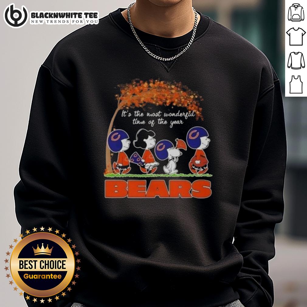 Nice Peanuts It's The Most Wonderful Time Of The Year Chicago Bears Football Sweatshirt Alt Text: Cozy Chicago Bears football sweatshirt featuring It's The Most Wonderful Time Of The Year design, perfect for fans.