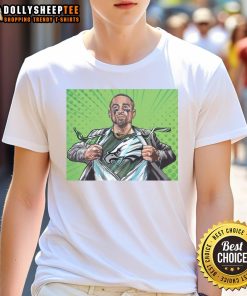 Jalen Hurts Philadelphia Eagles T-shirt in comic style, featuring 'Quiet Superman' design for football fans.