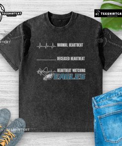 Nice Philadelphia Eagles heartbeat graphic on a stylish washed t-shirt, perfect for fans showing team spirit.