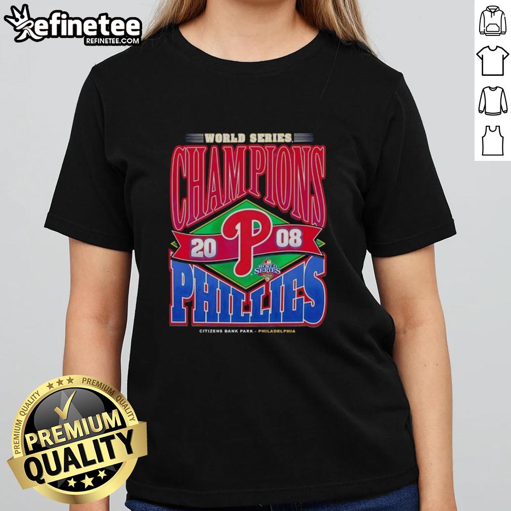 Nice Philadelphia Phillies Baseball World Serie Champions 2008 Vintage Ladies-Tee Vintage 2008 Philadelphia Phillies World Series Champions ladies tee showcasing team pride and classic baseball style.