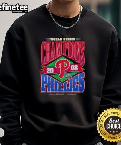 Alt Text: Vintage Philadelphia Phillies Baseball World Series Champions 2008 sweatshirt in classic red and white design.
