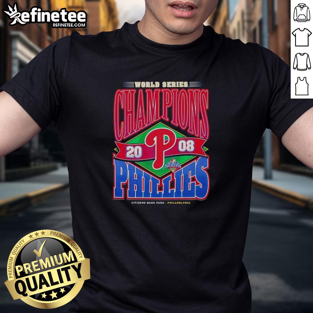 Nice Philadelphia Phillies Baseball World Serie Champions 2008 Vintage T Shirt Alt Text: Vintage Philadelphia Phillies Baseball World Series Champions 2008 T-Shirt featuring classic team logo and design.