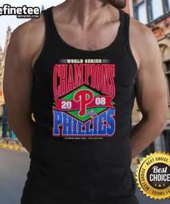 Vintage 2008 Philadelphia Phillies World Series Champions tank top showcasing team pride and classic baseball style.