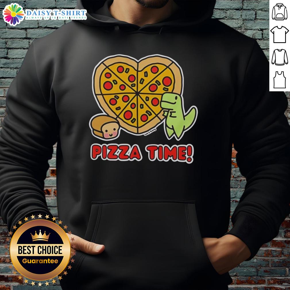 Nice Pizza Time Dinosaur And Loaf Of Bread Graphic Hoodie Alt Text: Graphic hoodie featuring a dinosaur enjoying pizza with a loaf of bread, perfect for fun and quirky fashion lovers.