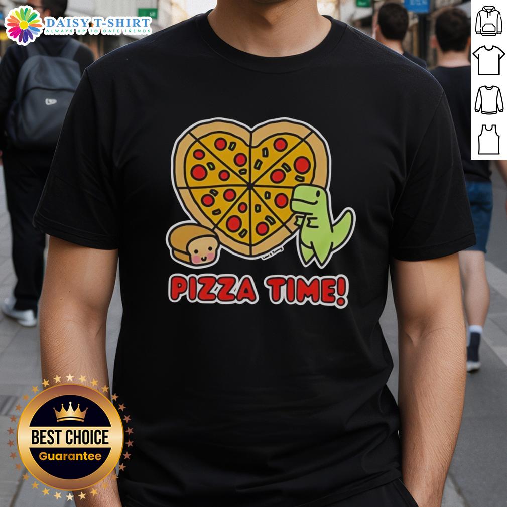 Nice Pizza Time Dinosaur And Loaf Of Bread Graphic T Shirt Colorful graphic T-shirt featuring a dinosaur enjoying pizza and a loaf of bread, perfect for food lovers and dino fans.