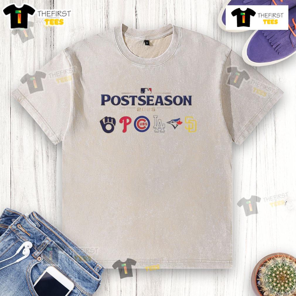 Nice Postseason Major League Baseball 2025 Washed T Shirt Alt Text: 2025 Major League Baseball postseason washed t-shirt featuring a stylish design for fans of MLB.