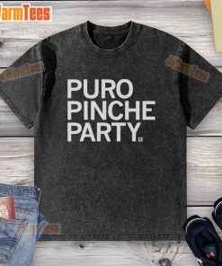 Alt Text: Nice Puro Pinche Party washed t-shirt featuring vibrant graphics and a relaxed fit, perfect for casual celebrations.