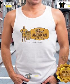 Stylish tank top featuring 'Nice Real American Beer Old Country Suds' design, perfect for beer lovers and summer outings.