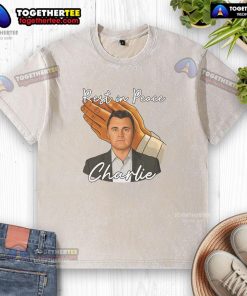 Alt Text: Nice Rest In Peace Charlie Kirk washed t-shirt featuring a vintage design and soft fabric for comfortable wear.